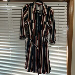 NWT torrid Striped Button-Up Dress with tie. Size 1